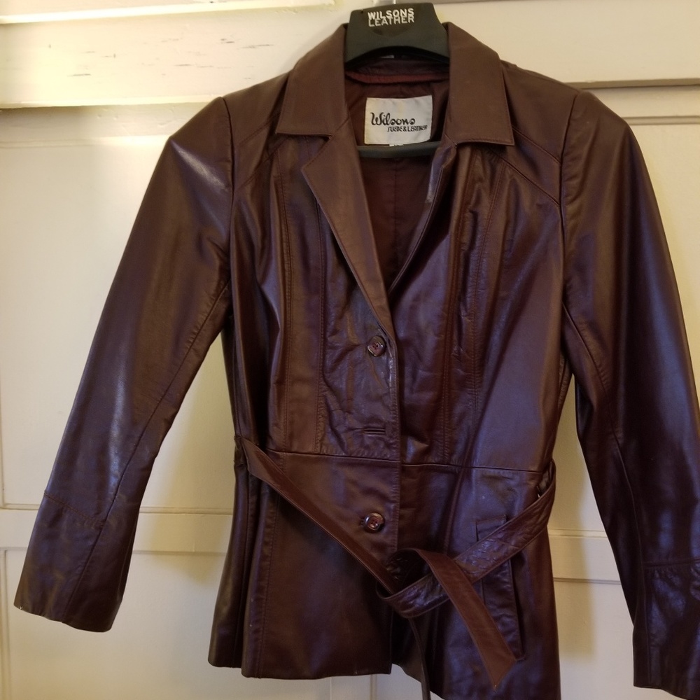 80s Vintage Authentic Wilsons Leather Burgundy Leather Jacket